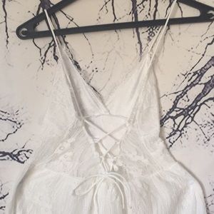 White Lacey Lace Up Dress